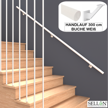 Holzhandlauf Handlauf Buche 42 rund Weiß Echtholz Massiv Treppe Holz Treppen